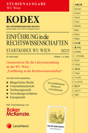 KODEX Einführung in die Rechtswissenschaften 2022/23 – inkl. App von Doralt,  Werner