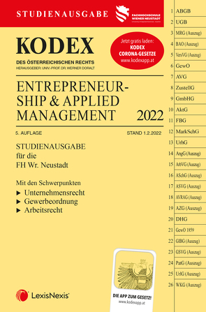 KODEX Entrepreneurship & Applied Management 2022 – inkl. App von Doralt,  Werner