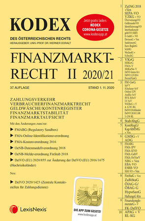 KODEX Finanzmarktrecht Band II 2020/21 von Doralt,  Werner, Egger,  Bernhard