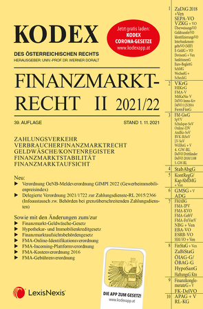 KODEX Finanzmarktrecht Band II 2021/22 – inkl. App von Doralt,  Werner, Egger,  Bernhard