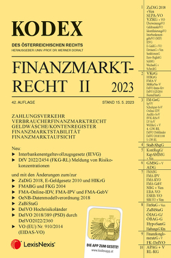 KODEX Finanzmarktrecht Band II 2023 – inkl. App von Doralt,  Werner, Egger,  Bernhard