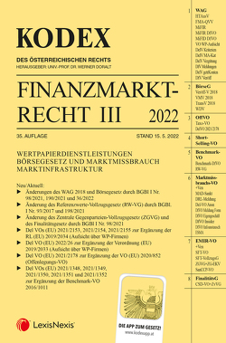 Kodex Finanzmarktrecht Band III 2022 von Doralt,  Werner, Egger,  Bernhard