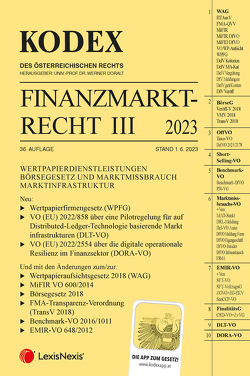 Kodex Finanzmarktrecht Band III 2023 von Doralt,  Werner, Egger,  Bernhard