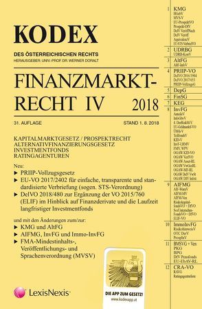 KODEX Finanzmarktrecht Band IV 2018 von Doralt,  Werner, Egger,  Bernhard