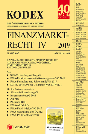 KODEX Finanzmarktrecht Band IV 2019 von Doralt,  Werner, Egger,  Bernhard