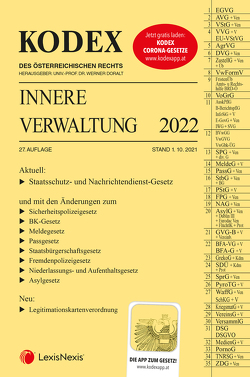 KODEX Innere Verwaltung 2022 – inkl. App von Doralt,  Werner, Grosinger,  Walter