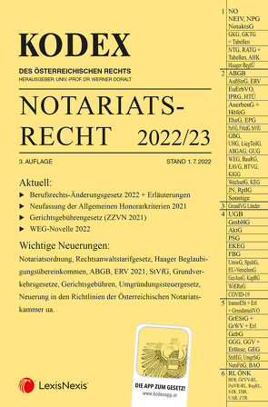 KODEX Notariatsrecht 2022/23 – inkl. App von Doralt,  Werner, Engelmann,  Volker