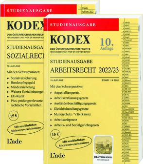 KODEX-Paket Studienausgabe Arbeits- und Sozialrecht 2022/23 von Doralt,  Werner
