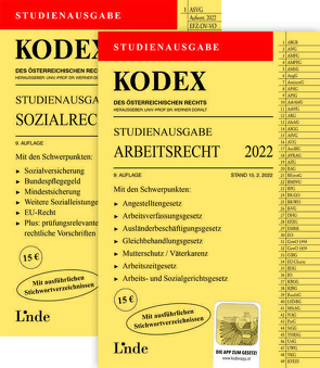 KODEX-Paket Studienausgabe Arbeits- und Sozialrecht 2022 von Doralt,  Werner