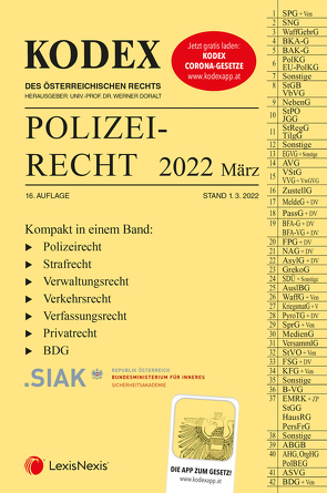 KODEX Polizeirecht 2022 März – inkl. App von Beyrer,  Michael, Doralt,  Werner
