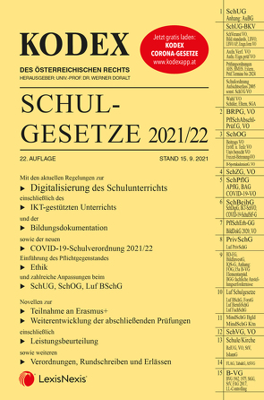 KODEX Schulgesetze 2021/22 von Bitterer,  Andreas, Doralt,  Werner