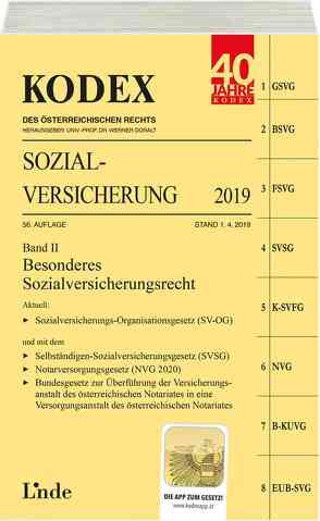 KODEX Sozialversicherung 2019, Band II von Brameshuber,  Elisabeth, Doralt,  Werner
