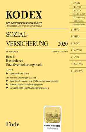 KODEX Sozialversicherung 2020, Band II von Brameshuber,  Elisabeth, Doralt,  Werner