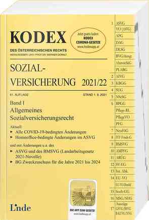 KODEX Sozialversicherung 2021/22, Band I von Brameshuber,  Elisabeth, Doralt,  Werner