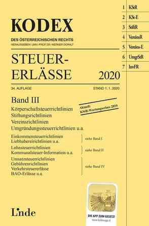 KODEX Steuer-Erlässe 2020 Band III von Bodis,  Andrei, Doralt,  Werner