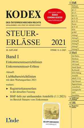 KODEX Steuer-Erlässe 2021, Band I von Doralt,  Werner, Titz-Frühmann,  Elisabeth