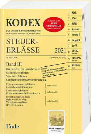 KODEX Steuer-Erlässe 2021 Band III von Doralt,  Werner, Titz-Frühmann,  Elisabeth