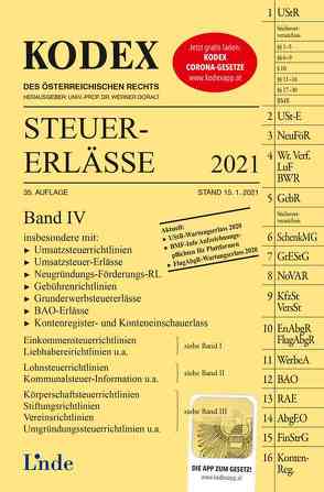 KODEX Steuer-Erlässe 2021, Band IV von Doralt,  Werner, Titz-Frühmann,  Elisabeth