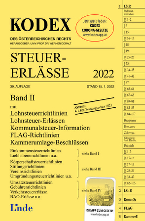 KODEX Steuer-Erlässe 2022, Band II von Doralt,  Werner, Titz-Frühmann,  Elisabeth