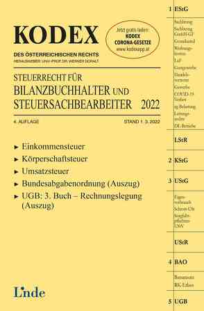 KODEX Steuerrecht für Bilanzbuchhalter und Steuersachbearbeiter 2022 von Doralt,  Werner, Hilber,  Klaus
