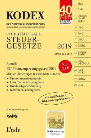 KODEX Studienausgabe Steuergesetze 2019 von Bodis,  Andrei, Doralt,  Werner