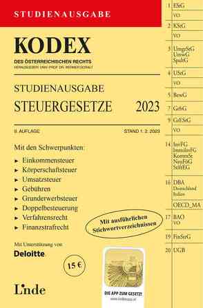 KODEX Studienausgabe Steuergesetze 2023 von Bodis,  Andrei, Doralt,  Werner