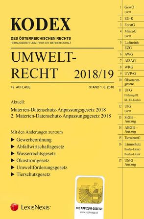 KODEX Umweltrecht 2018/19 von Doralt,  Werner, List,  Wolfgang