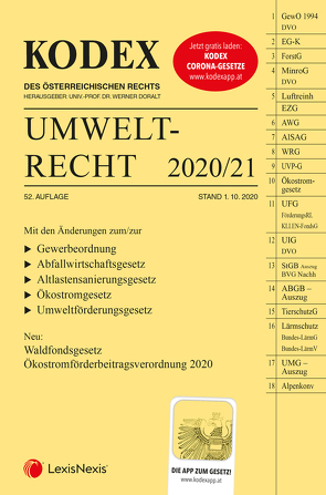 KODEX Umweltrecht 2020/21 von Doralt,  Werner, List,  Wolfgang