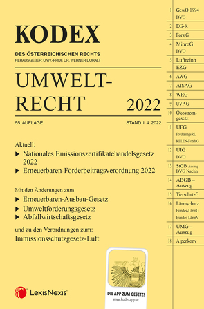 KODEX Umweltrecht 2022 – inkl. App von Doralt,  Werner, List,  Wolfgang