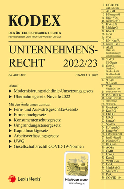KODEX Unternehmensrecht 2022/23 – inkl. App von Doralt,  Werner, Weilinger,  Arthur