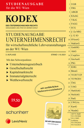 KODEX Unternehmensrecht für wirtschaftsrechtliche LVA 2021/22 – inkl. App von Doralt,  Werner