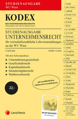 KODEX Unternehmensrecht für wirtschaftsrechtliche LVA 2023 von Doralt,  Werner