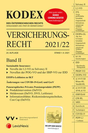 KODEX Versicherungsrecht Band II 2021/22 – inkl. App von Doralt,  Werner, Ramharter,  Martin