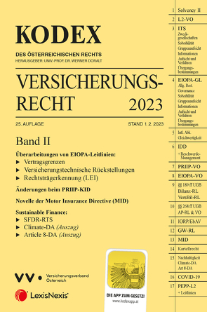KODEX Versicherungsrecht Band II 2023 – inkl. App von Doralt,  Werner, Ramharter,  Martin