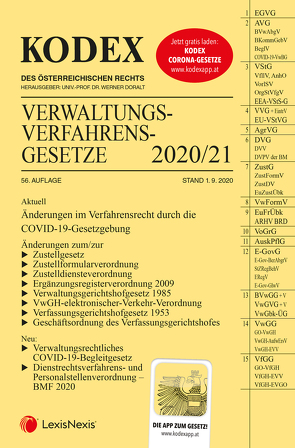 KODEX Verwaltungsverfahrensgesetze (AVG) 2020/21 von Doralt,  Werner, Lanner,  Christoph