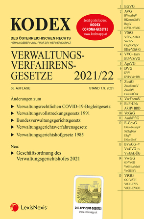KODEX Verwaltungsverfahrensgesetze (AVG) 2021/22 – inkl. App von Doralt,  Werner, Lanner,  Christoph