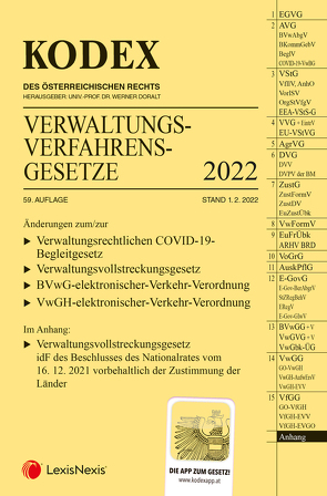 KODEX Verwaltungsverfahrensgesetze (AVG) 2022 – inkl. App von Doralt,  Werner, Lanner,  Christoph