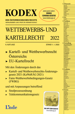 KODEX Wettbewerbs- und Kartellrecht 2022 von Becka,  Marcus, Doralt,  Werner