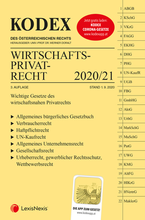 KODEX Wirtschaftsprivatrecht 2020/21 von Doralt,  Werner, Kodek,  Georg E.