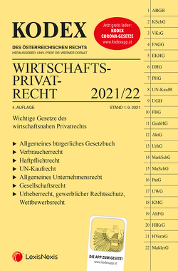 KODEX Wirtschaftsprivatrecht 2021/22 – inkl. App von Doralt,  Werner, Kodek,  Georg E.