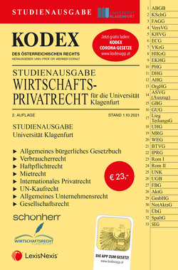 KODEX Wirtschaftsprivatrecht Klagenfurt – inkl. App von Doralt,  Werner, Riss,  Olaf