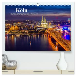 Köln Impressionen bei Nacht (hochwertiger Premium Wandkalender 2024 DIN A2 quer), Kunstdruck in Hochglanz von Landsmann,  Markus