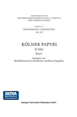 Kölner Papyri von Hagedorn,  Dieter, Köln,  P., Kramer,  Bärbel, Römer,  Cornelia