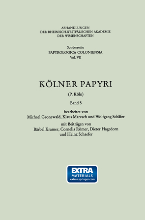 Kölner Papyri (P. Köln) von Kramer,  Bärbel