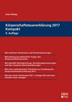 Körperschaftsteuererklärung 2017 Kompakt von Perbey,  Uwe