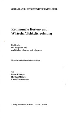 Kommunale Kosten- und Wirtschaftlichkeitsrechnung von Klümper,  Bernd, Möllers,  Heribert, Zimmermann,  Ewald