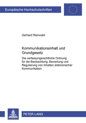 Kommunikationsinhalt und Grundgesetz von Reinwald,  Gerhard