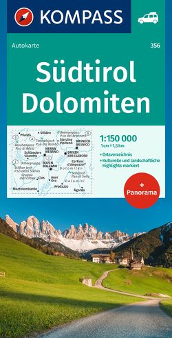 KOMPASS Autokarte Südtirol, Dolomiten 1:150.000