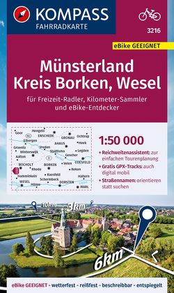 KOMPASS Fahrradkarte 3216 Münsterland, Kreis Borken, Wese 1:50.000