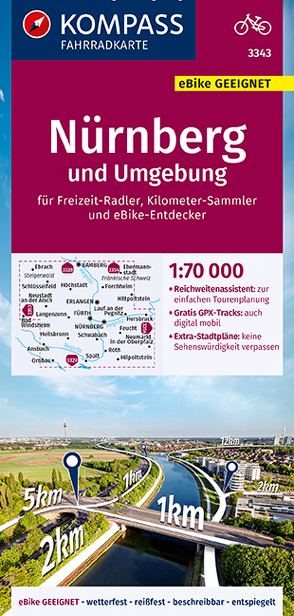 KOMPASS Fahrradkarte 3343 Nürnberg und Umgebung 1:70.000 von KOMPASS-Karten GmbH